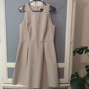 Ann Taylor Polka Dot Fit & Flare Dress Size 8 Cream Black Teacher Outfit
